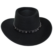 Black Hawk Crushable Wool Felt Gambler Cowboy Hat - Black alternate view 10