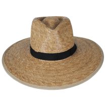Jo Palm Straw Rancher Fedora Hat - Tan/Black alternate view 2