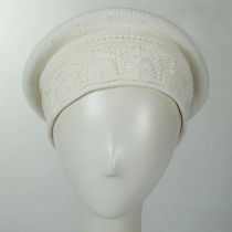 Pointelle Cotton Knit Topper Beanie Hat alternate view 6