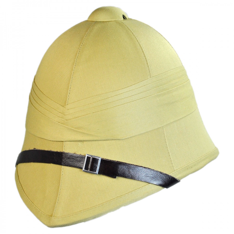 British Khaki Pith Helmet with Chin Strap Repro Explorer Adventurer Colonial Hat 