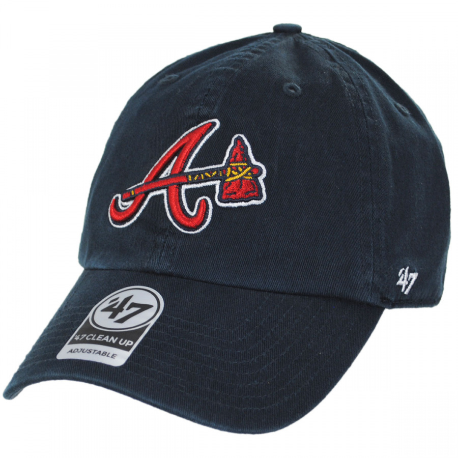 47 Brand Atlanta Braves MLB Clean Up Strapback Baseball Cap Dad Hat MLB ...