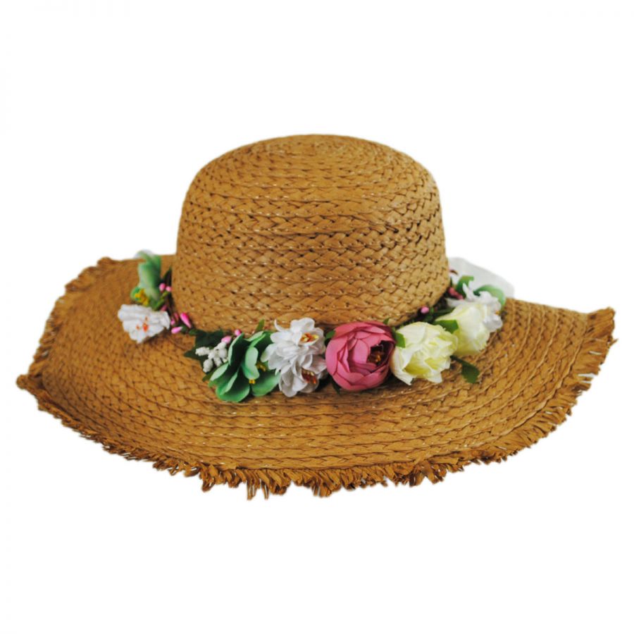Jeanne Simmons Kids' Fringe Toyo Straw Sun Hat Girls