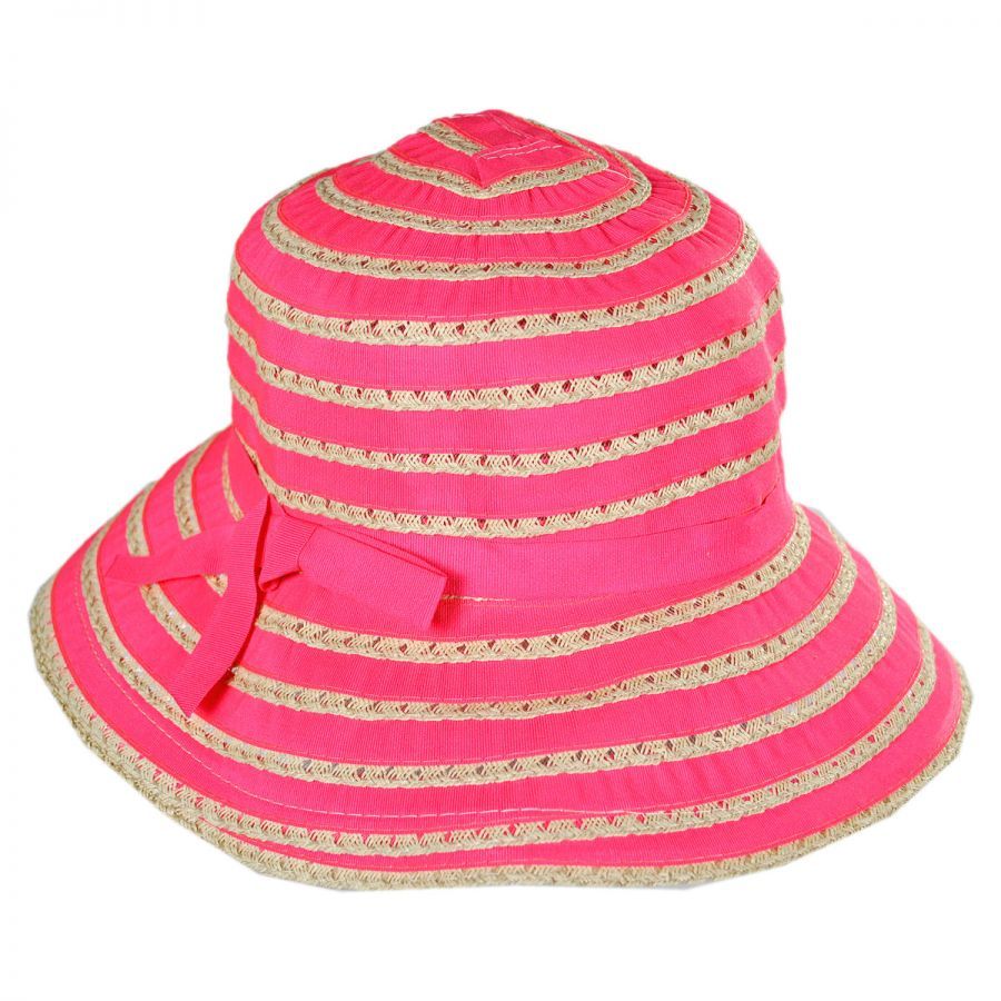 San Diego Hat Company Kids' Ribbon Toyo Straw Bucket Hat Girls