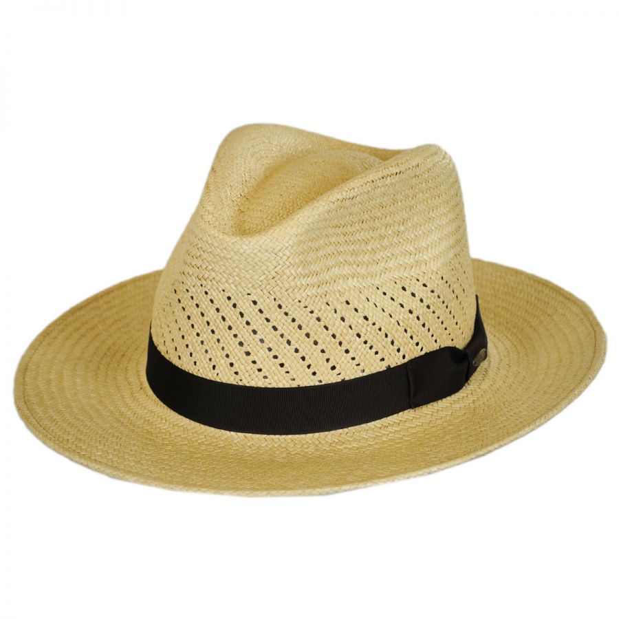 Scala Vent Crown Panama Straw Safari Fedora Hat Panama Hats