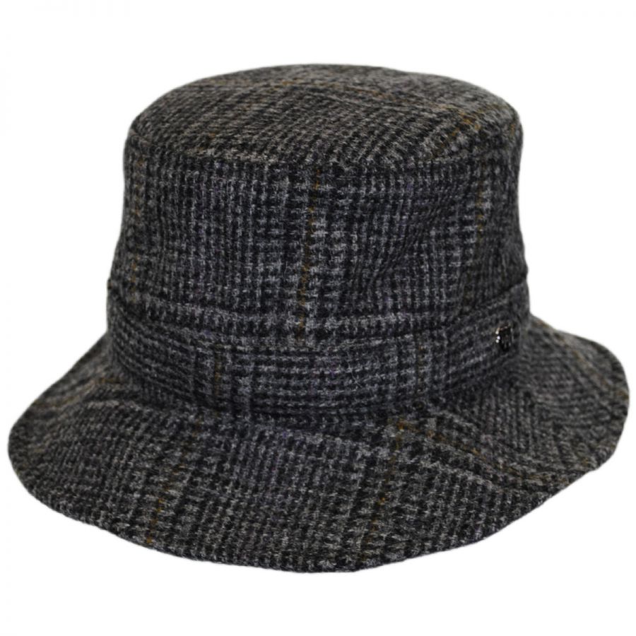 Hills Hats of New Zealand Lincolnshire Check English Tweed Wool Bucket Hat Bucket Hats