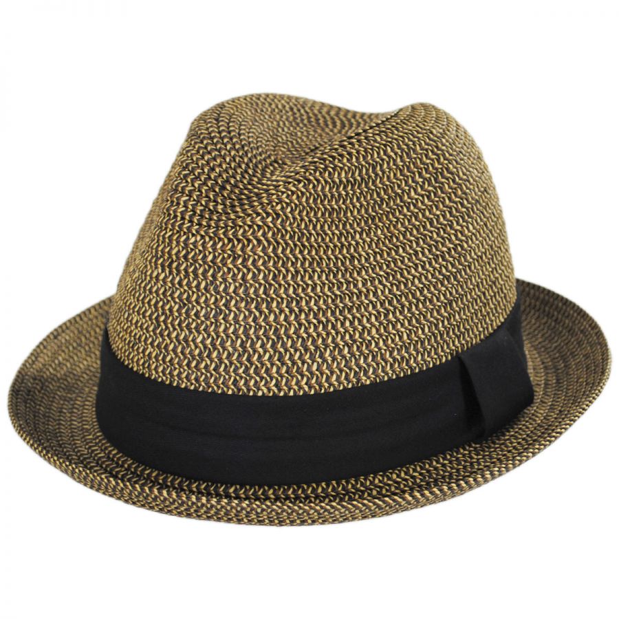 Toucan Collection Heather Packable Toyo Straw Trilby Fedora Hat Fedoras