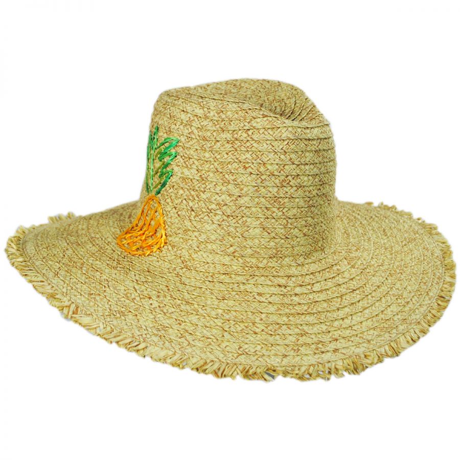 San Diego Hat Company Pineapple Embroidered Toyo Straw Blend Fedora Hat ...