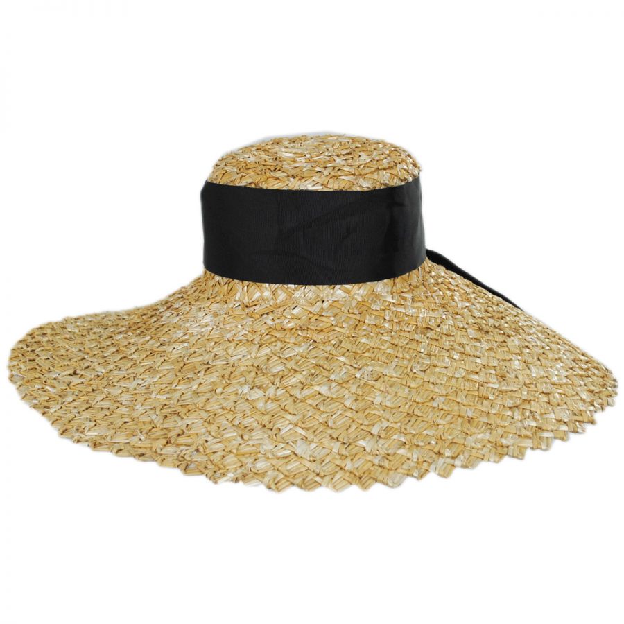 Jeanne Simmons Chevron 6.5 Inch Brim Wheat Braid Lampshade Hat Sun Hats