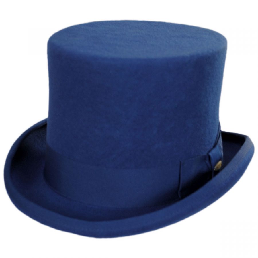 Light Blue Felt Top Hat With Satin Band 