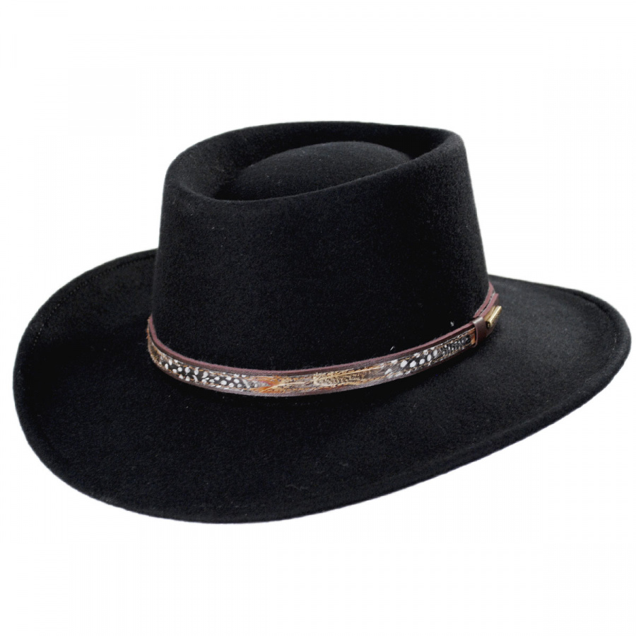 Stetson Men's Black Hawk Crushable Wool Felt Gambler Hat - Country