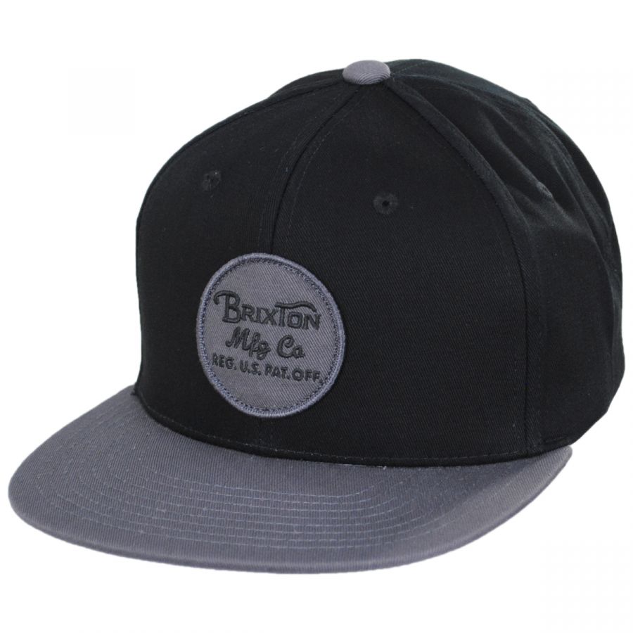 Brixton Hats Wheeler Snapback Baseball Cap - Black/Charcoal Snapback Hats