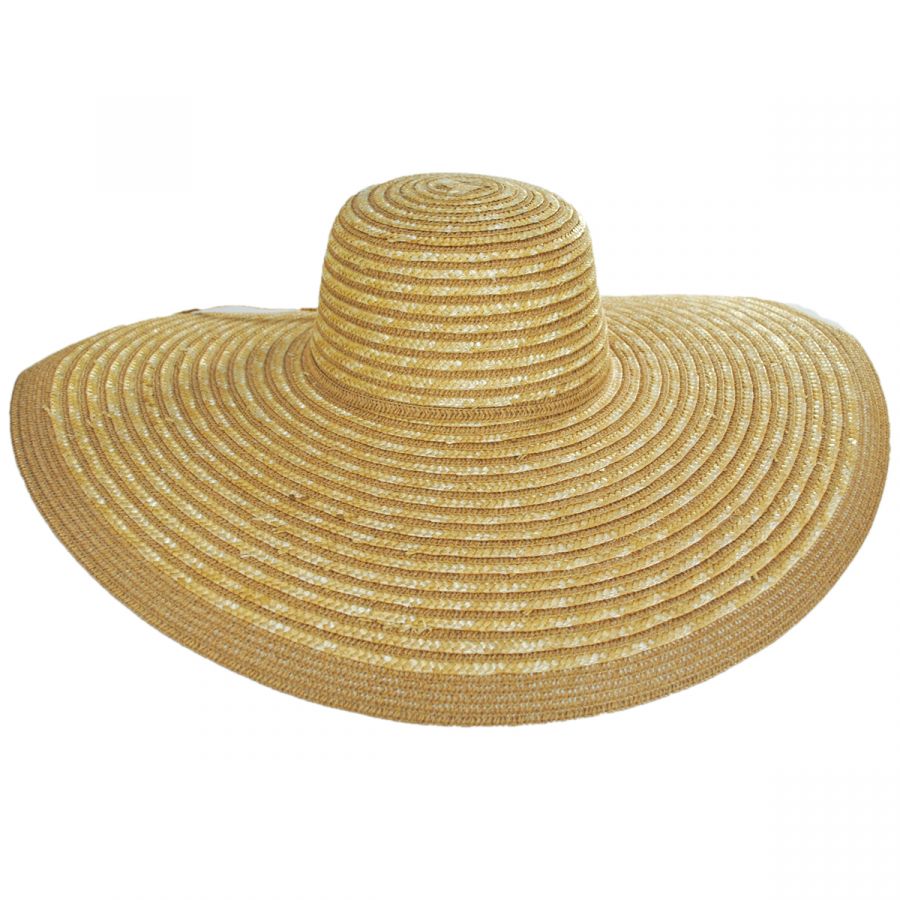 Jeanne Simmons Striped Braided Straw Wide Brim Swinger Hat Straw Hats