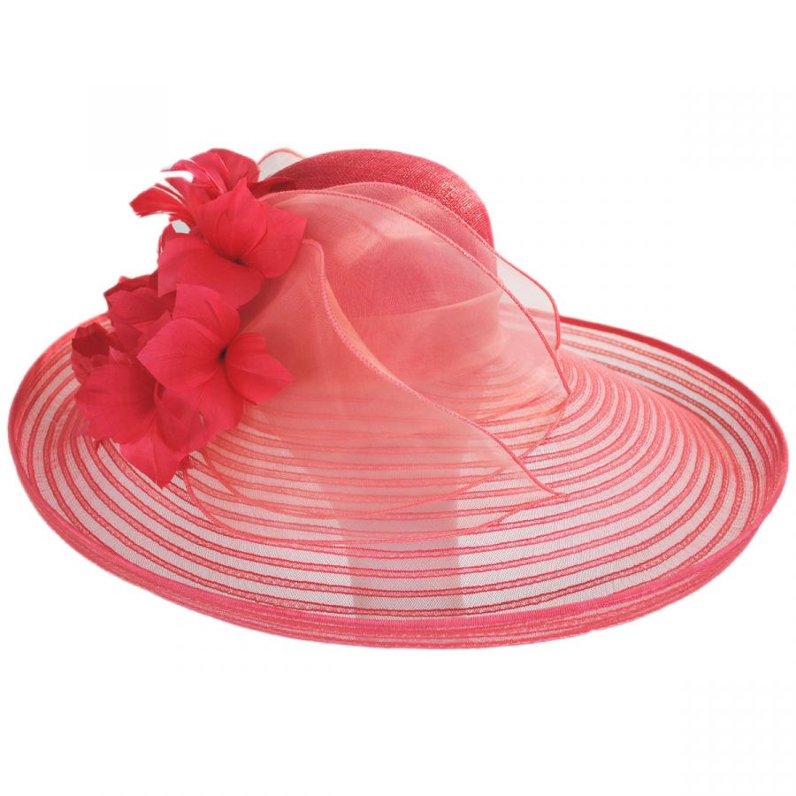 Scala Flor Dela Mar Sinamay Straw Wide Brim Boater Hat Dress Hats