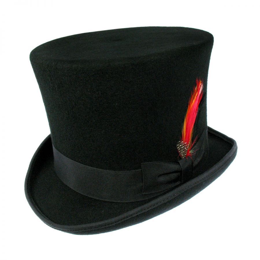 Adult Black Wool Tall Gentlemens Top Hat Victorian Dickens Slash Costume Caroler 