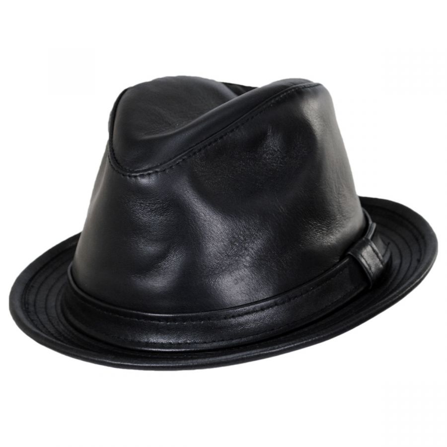 New York Hat Company Lambskin Leather Fedora Hat Leather Fedoras