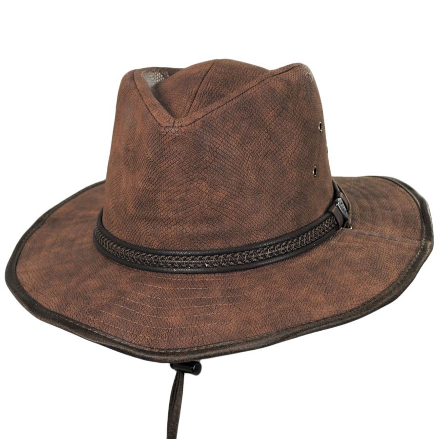 Dorfman-Pacific Weathered Outback Hat With Chin Cord XX-Large, Brown