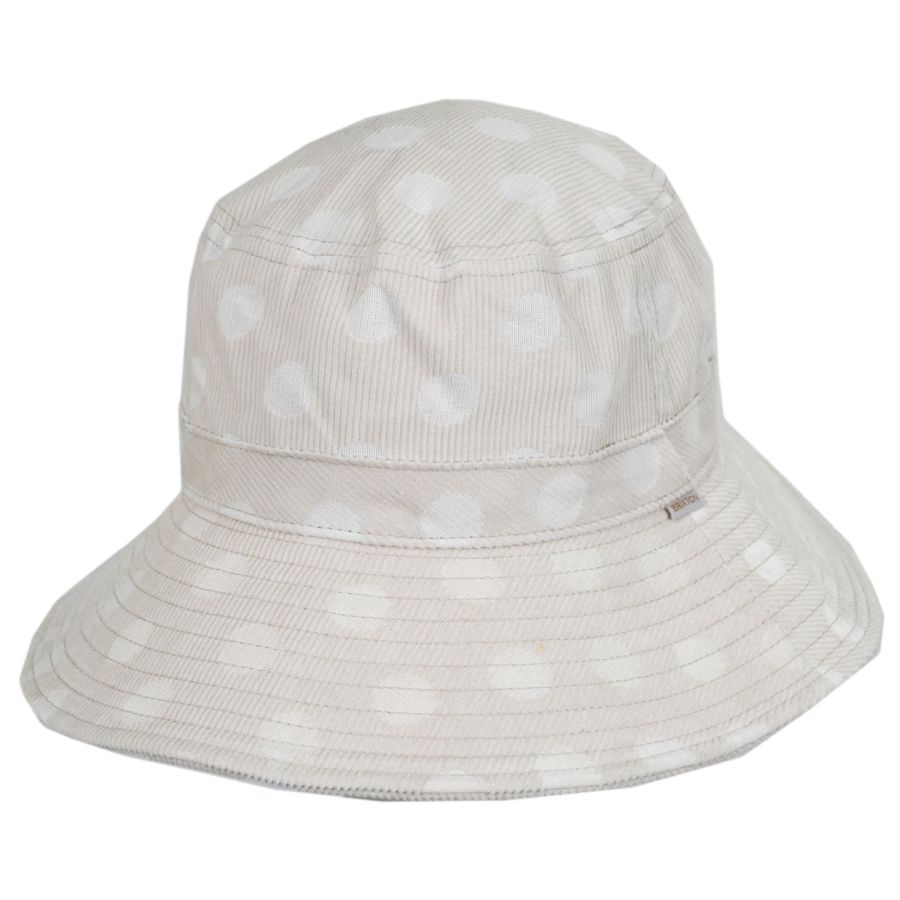 Brixton Hats Dylan Cotton Blend Bucket Hat - Beige Polka Dot Casual Hats