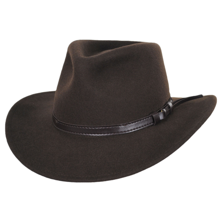 B2B Jaxon Hats Crushable Wool Felt Outback Hat - Olive Green Fedoras