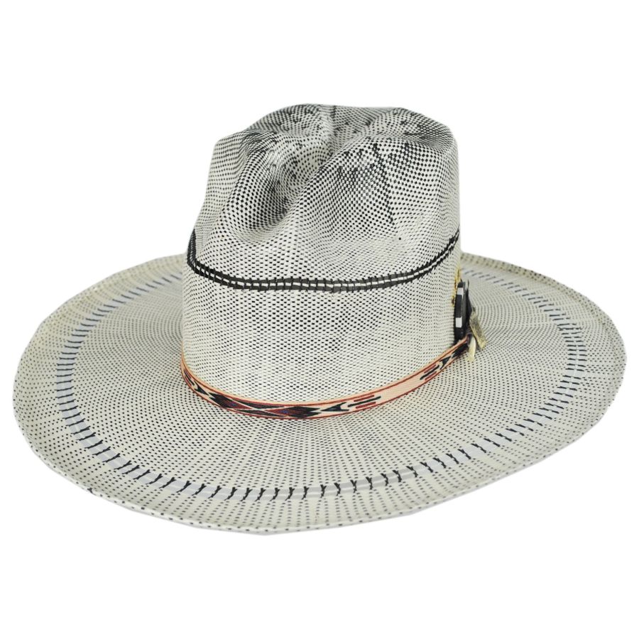 Biltmore Vintage Couture Flush Bangora Shantung Straw Fedora Hat Straw ...