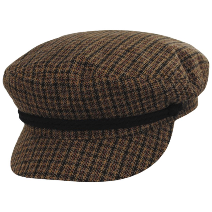 Brixton Hats Tweed Plaid Fiddler's Cap - Caramel Greek Fisherman Caps