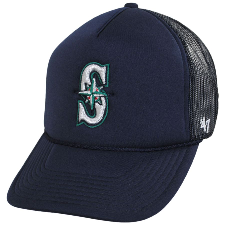 Men's 47 Brand Seattle Mariners MLB Foam Mesh Trucker Snapback Baseball Cap: Size: Adjustable Navy Blue