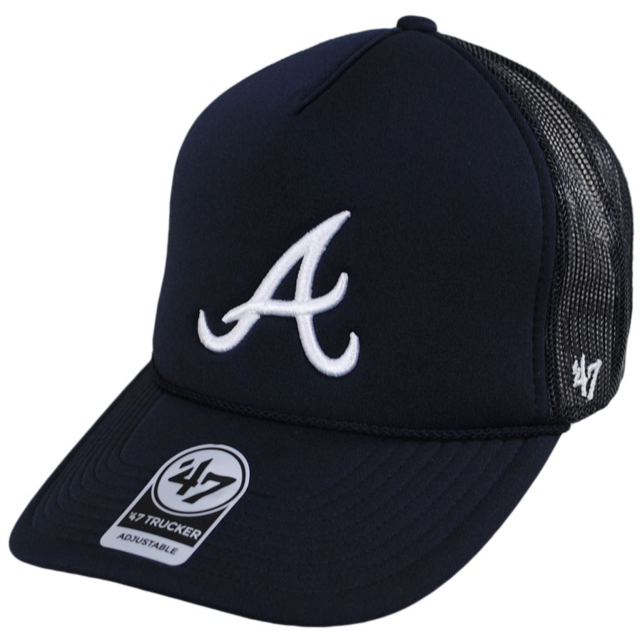 47 Brand Atlanta Braves MLB Foam Mesh Trucker Snapback Baseball Cap  Snapback Hats
