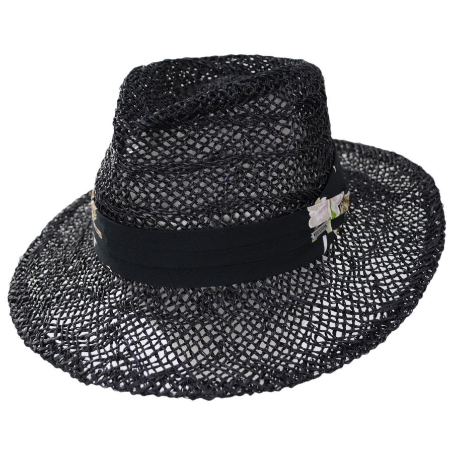 Brixton Hats Aloha Seagrass Straw Fedora Hat - Black Straw Hats