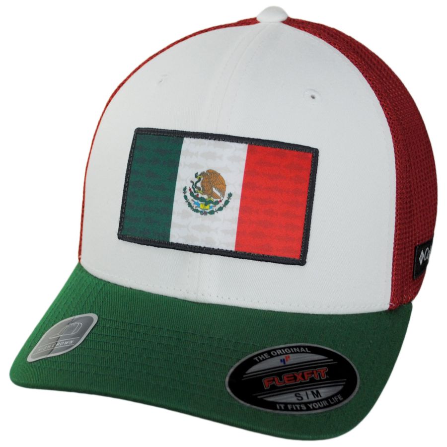 Columbia Sportswear PFG Mexico Flag Mesh FlexFit Fitted Baseball Cap Fitted  Baseball Caps