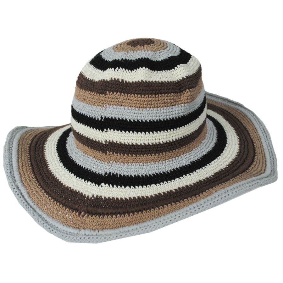 San Diego Hat Company Java Striped Cotton Crochet Sun Hat Sun Hats