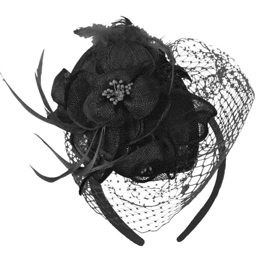 Jeanne Simmons Flower and Veil Straw Fascinator Headband Fascinators ...