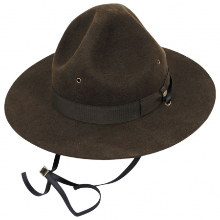 Wool Campaign Hat with Adjustable Chin Strap