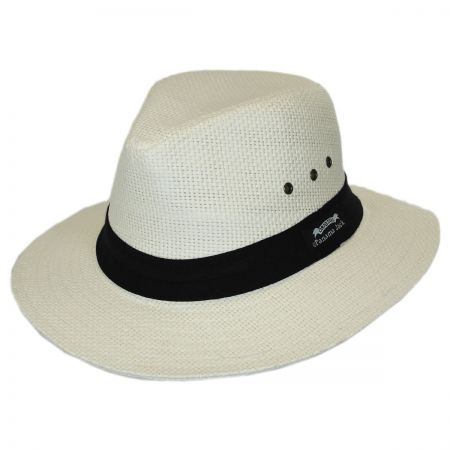 Panama Jack Two Pleat Band Toyo Straw Safari Fedora Hat