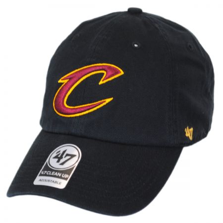 47 Brand Cleveland Cavaliers NBA Clean Up Strapback Baseball Cap Dad Hat - Black