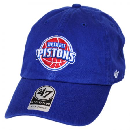 47 Brand Detroit Pistons NBA Clean Up Strapback Baseball Cap Dad Hat - Royal Blue