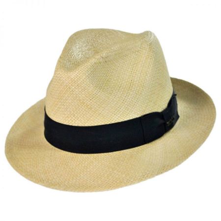 Scala Panama Straw Snap Brim Fedora Hat