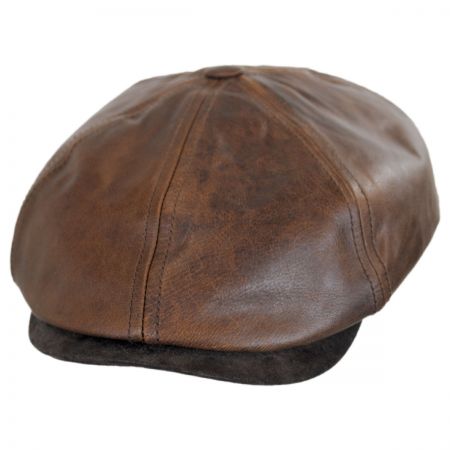 Jaxon Brown Oilcloth Cotton 8 Panel Newsboy 1920s Peaky Blinders Style Flat Cap 