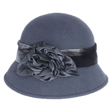 Toucan Collection Silk Swirl Rose Wool Felt Cloche Hat