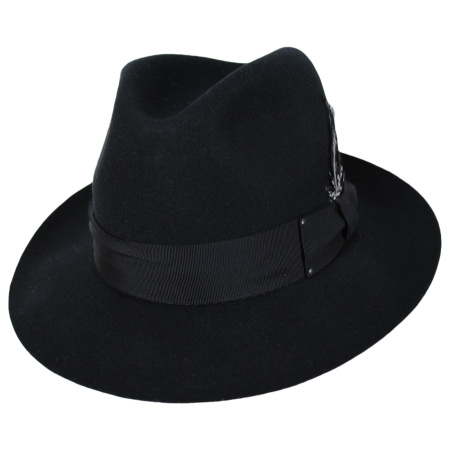 Gangster Wool Felt Fedora Hat - Black alternate view 13