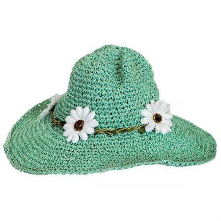 Jeanne Simmons Kids' Daisy Crochet Toyo Straw Sun Hat