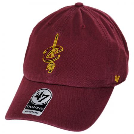 47 Brand Cleveland Cavaliers NBA Clean Up Strapback Baseball Cap Dad Hat - Cardinal