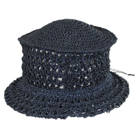  B2B Veggie Fiber Straw Crochet Bucket Hat - Navy Blue