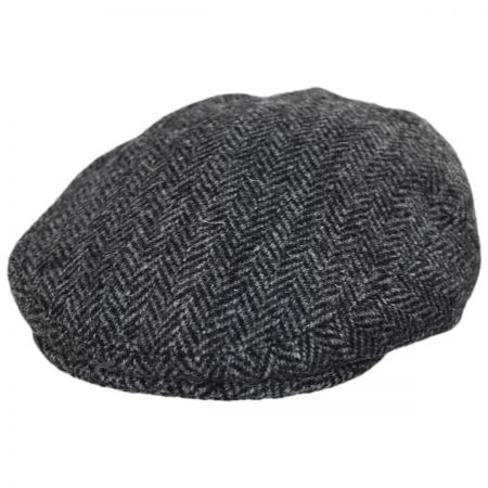 Failsworth Stornoway Harris Tweed Wool Herringbone Flat Cap - Gray