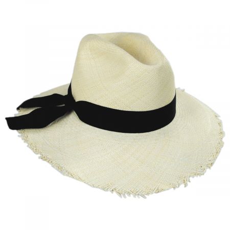 Guizhoujiufu Autumn and Winter Wool Fedora Panama Hat with Leather Ribbon 