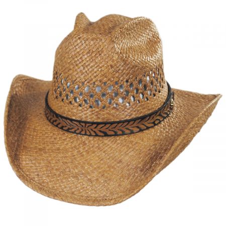 Shady Brady Reid Raffia Straw Vent Western Hat