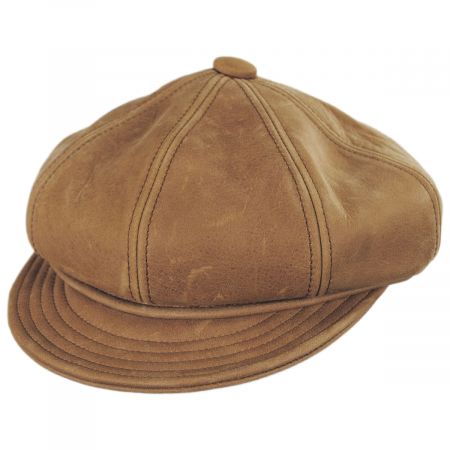 New York Hat Company Vintage Spitfire Leather Newsboy Cap