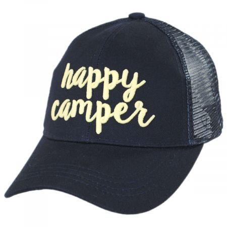 C.C PonyCaps High Ponytail Happy Camper Mesh Adjustable Baseball Cap