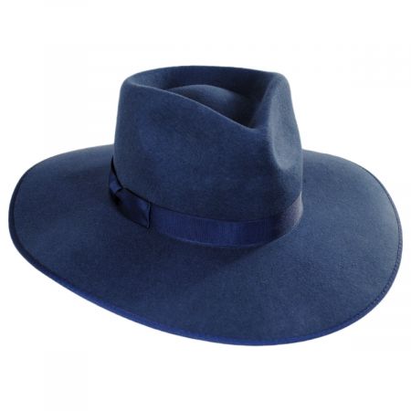 Lack of Color Wool Felt Rancher Fedora Hat - Navy Blue
