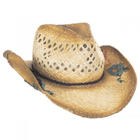 Conner Hats Navajo Western Bead and Feather Raffia Hat