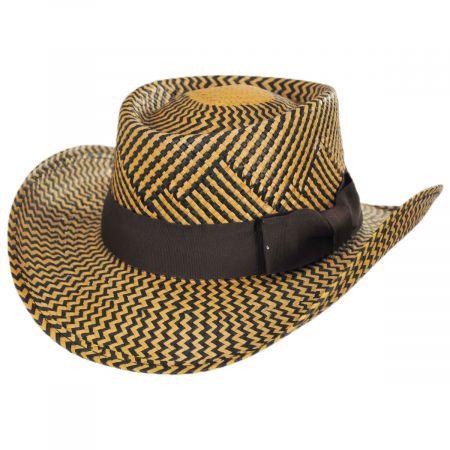 Kenny K Two-Tone Toyo Straw Gambler Hat