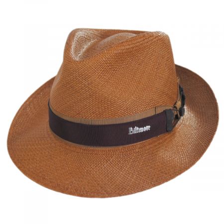 Cassatt Reversible Band Grade 8 Panama Straw Fedora Hat - Walnut Brown